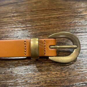 Madewell Tan Leather Belt with Gold Buckle